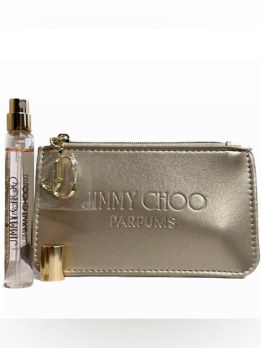 Jimmy Choo “I want Choo” .25oz perfume and credit card/Coin Pouch Gold metallic - Picture 2 of 7